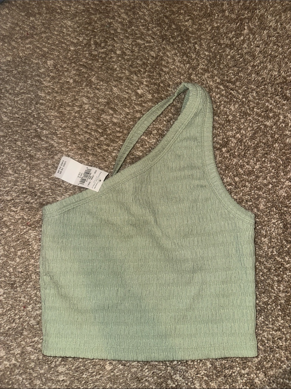 American Eagle Outfitters Sage One-Shoulder Ribbed Crop Top